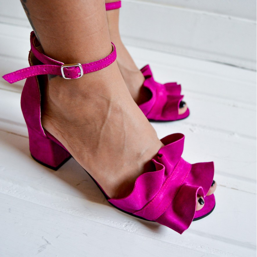 .Sandale - Ruffles - Magenta - 5cm