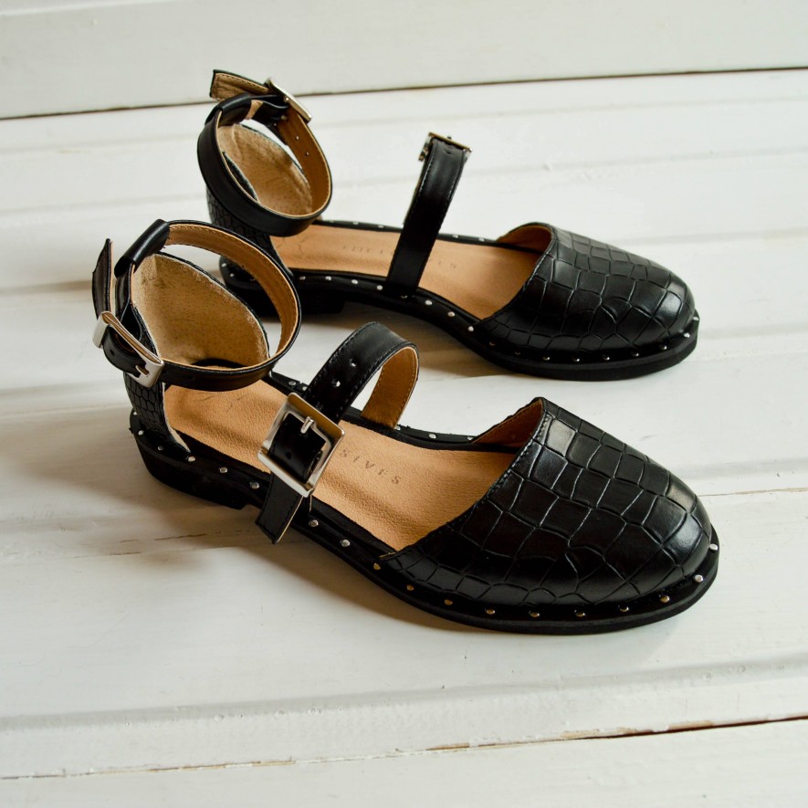 .Pantofi -  Double Belt - Croco Black