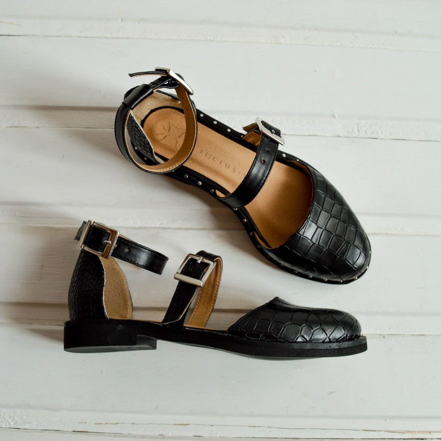 .Pantofi -  Double Belt - Croco Black