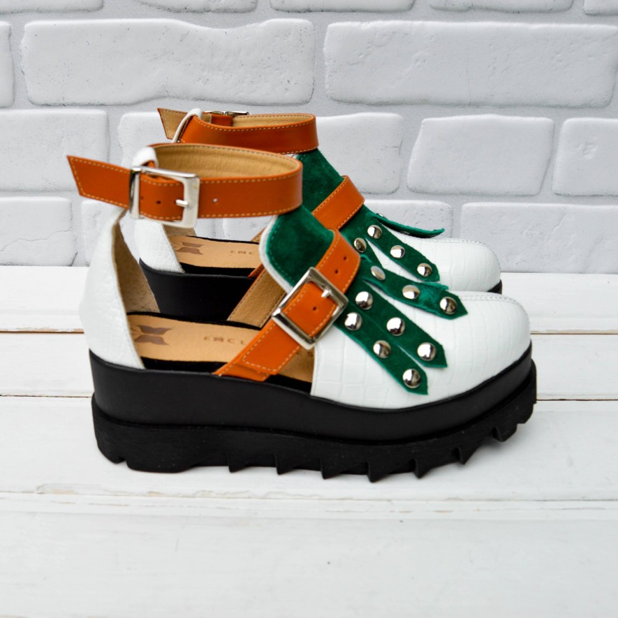 *Pantofi - Amur - Croco White
