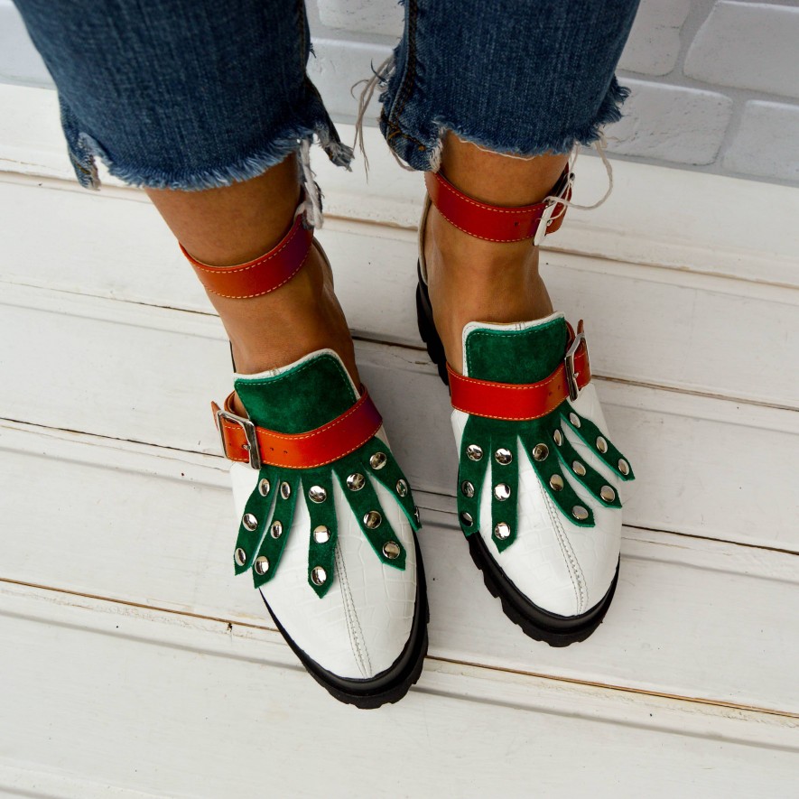 *Pantofi - Amur - Croco White