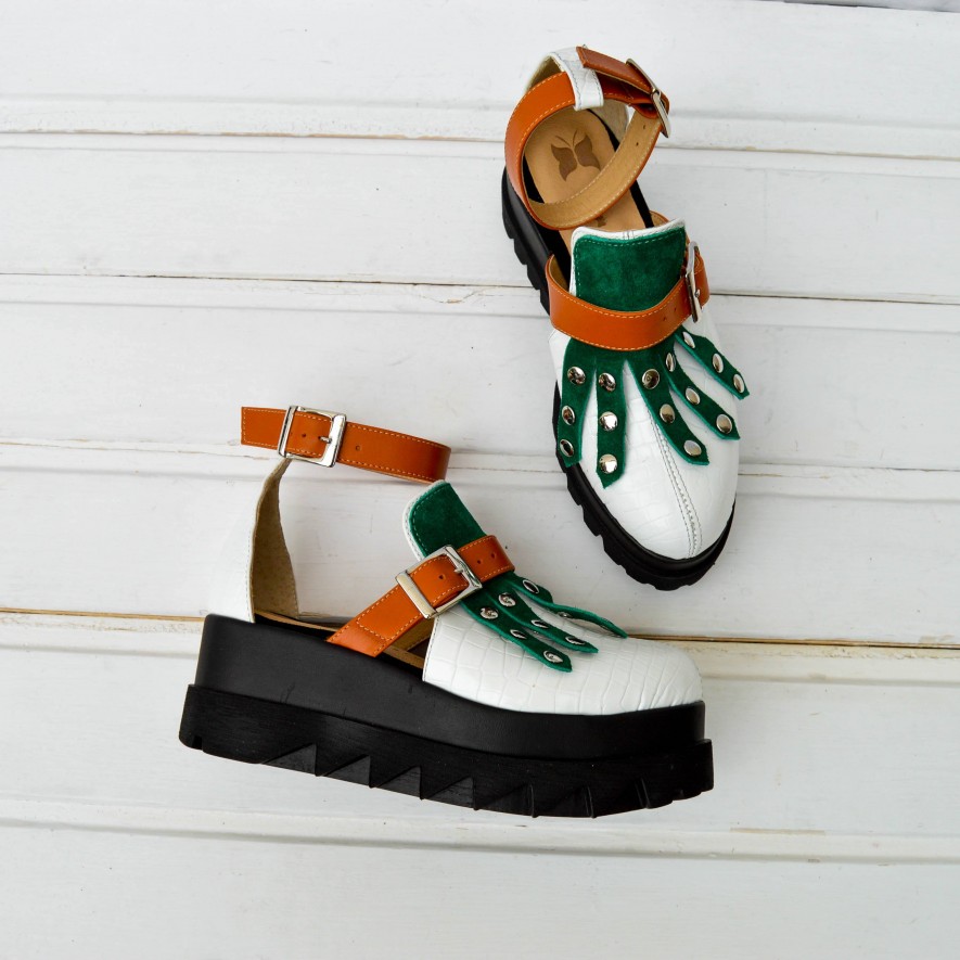 *Pantofi - Amur - Croco White
