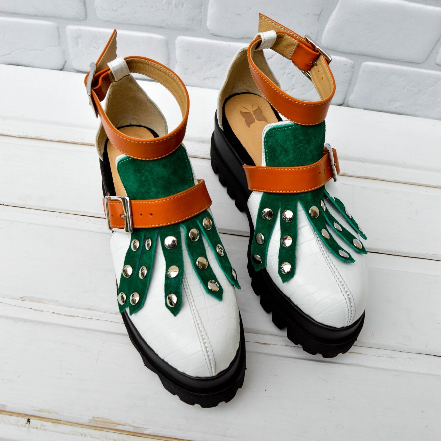 *Pantofi - Amur - Croco White