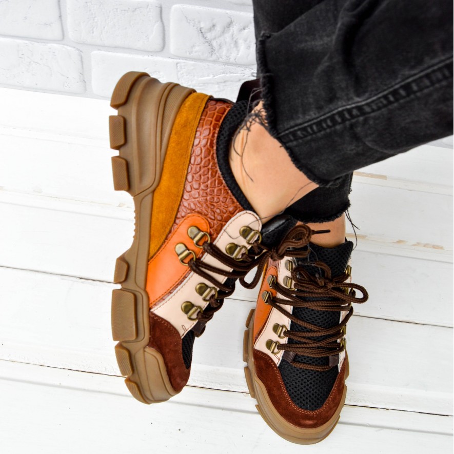 *  Sneakers - Mondo - Brown Combo