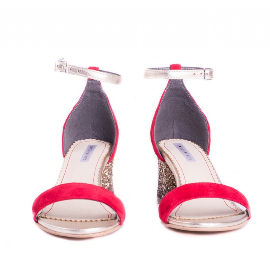 Sandale - Glitter & Leather - Red - 5cm