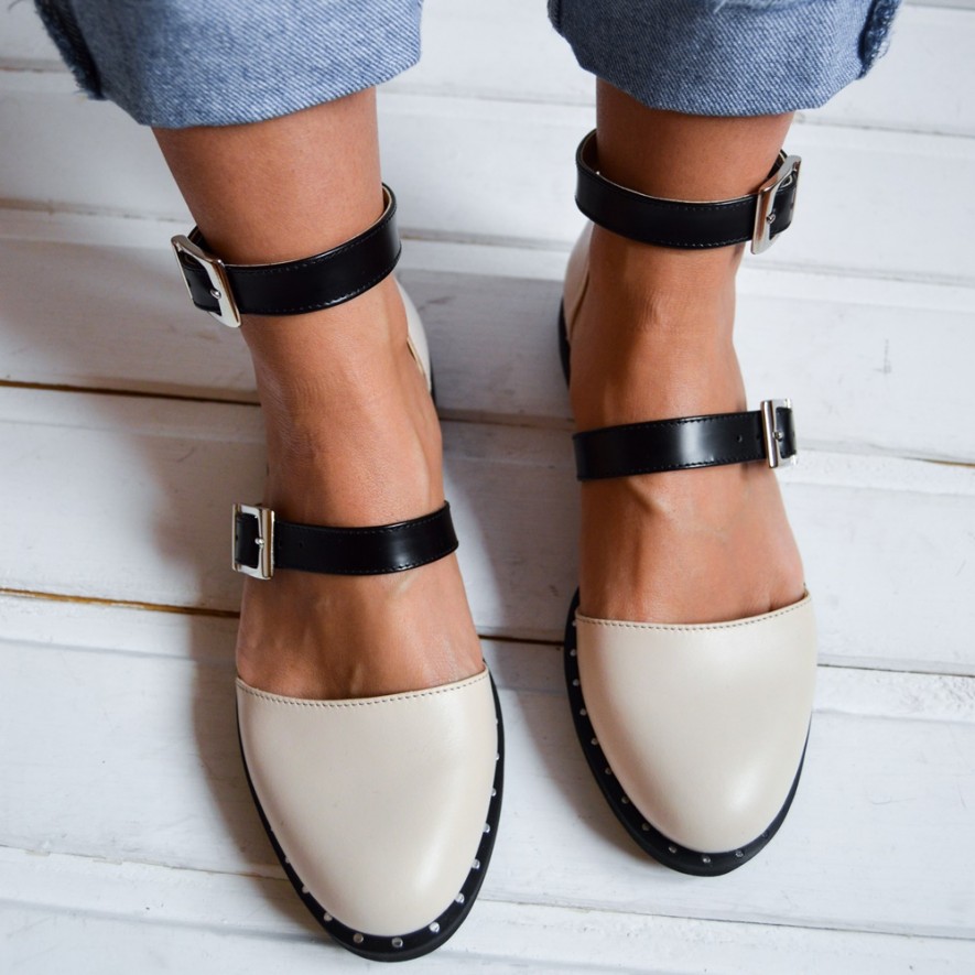 .Pantofi -  Double Belt -  Nude