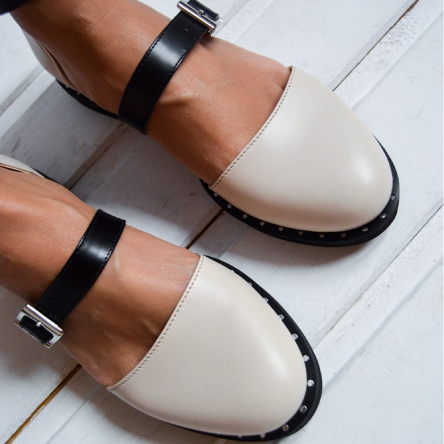 .Pantofi -  Double Belt -  Nude